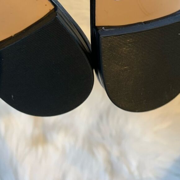 Something Navy Black Leather Abby Slides - Picture 5 of 5